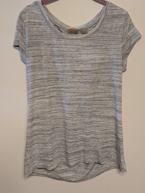 Zella Light Heather Gray Space-Dye Open Back Short Sleeve Tee